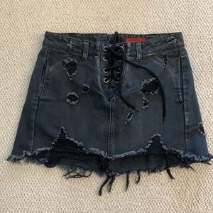 Black denim skirt